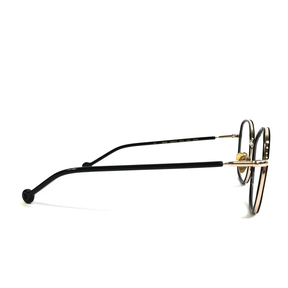 Nathalie Blanc Eyeglasses Frames ANNA 210 Black Gold Cat Eye Wire Rim 50-17-140